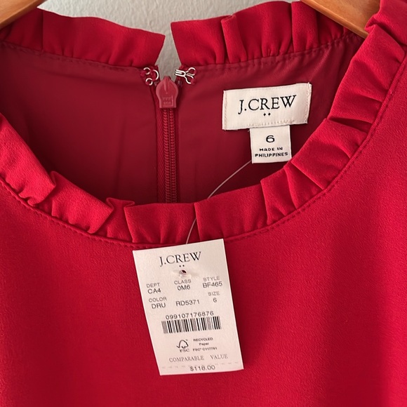 NWT J. Crew Red Ruffle Neck Suit Dress size 6 - Picture 4 of 6